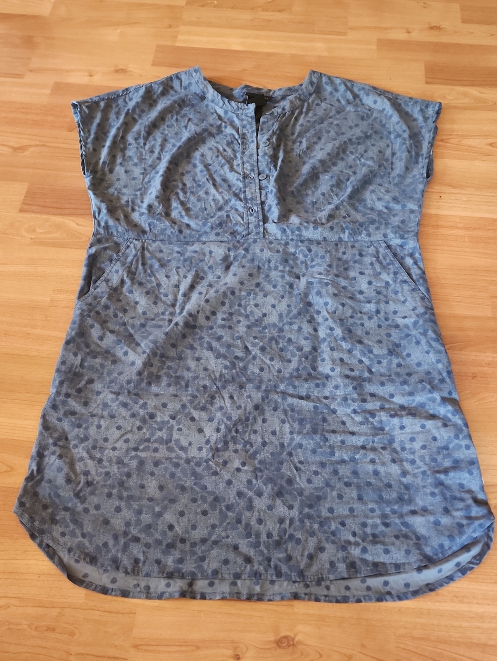 Burton Joy, Blue Polka Dot Short-Sleeve Tunic Dress M